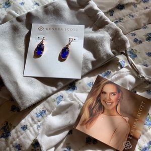 Kendra Scott Rose Gold Drop Earrings in Cobalt